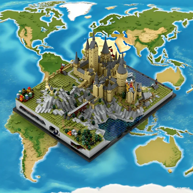 1437pcs MOC Wizard Castle Grounds Expansion Magic Model Building Blocks Room Decor Tabletop Ornament Collection Gift For Adults
