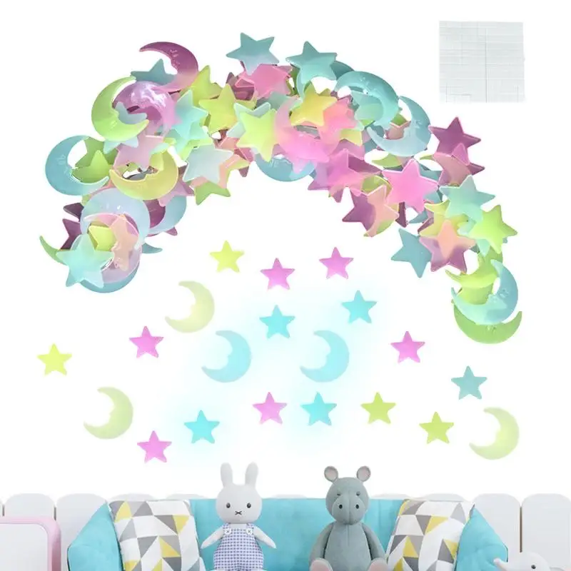 Glow In The Dark Wall Decals 100 Pieces Star Ceiling Stickers Star Wall Stickers Glowing Wall Stickers Removable Kids Wall