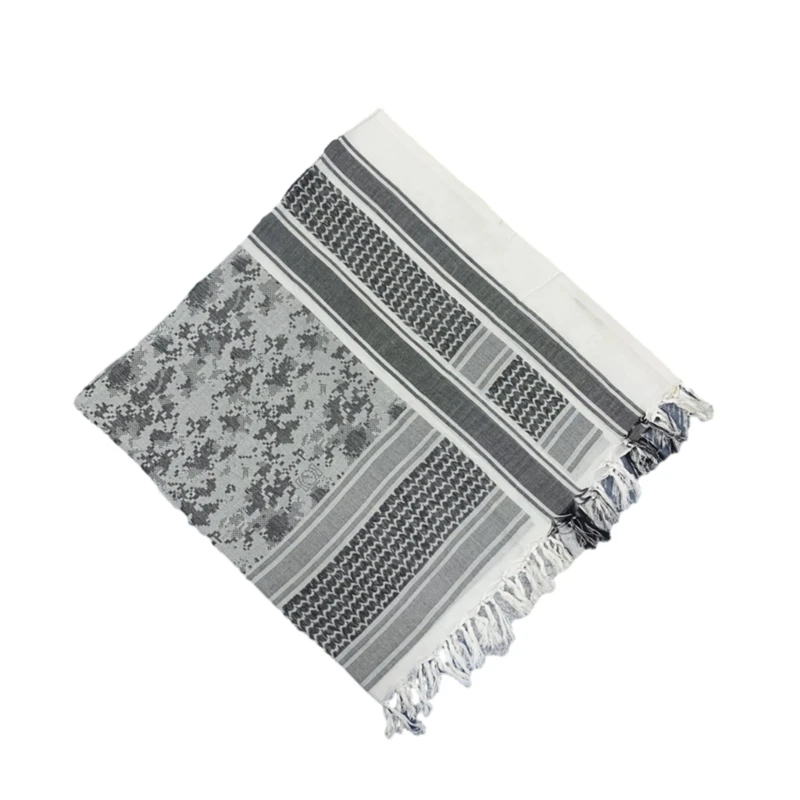 Shemagh Desert Scarf Black and White Arab Keffiyeh Shawl Wrap with Tassels Scarves Bandana Head Wraps for Men and Women