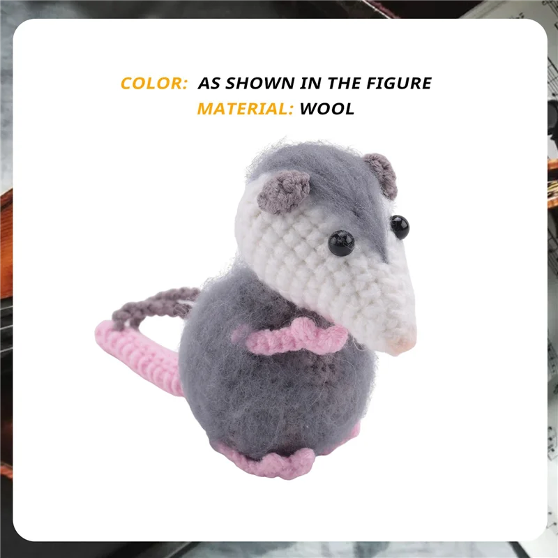 ABKS-2X Opossum Car Pendant, Cute Possum Car Pendant, Handmade Possum Crochet Car Mirror Pendant Accessories Decoration