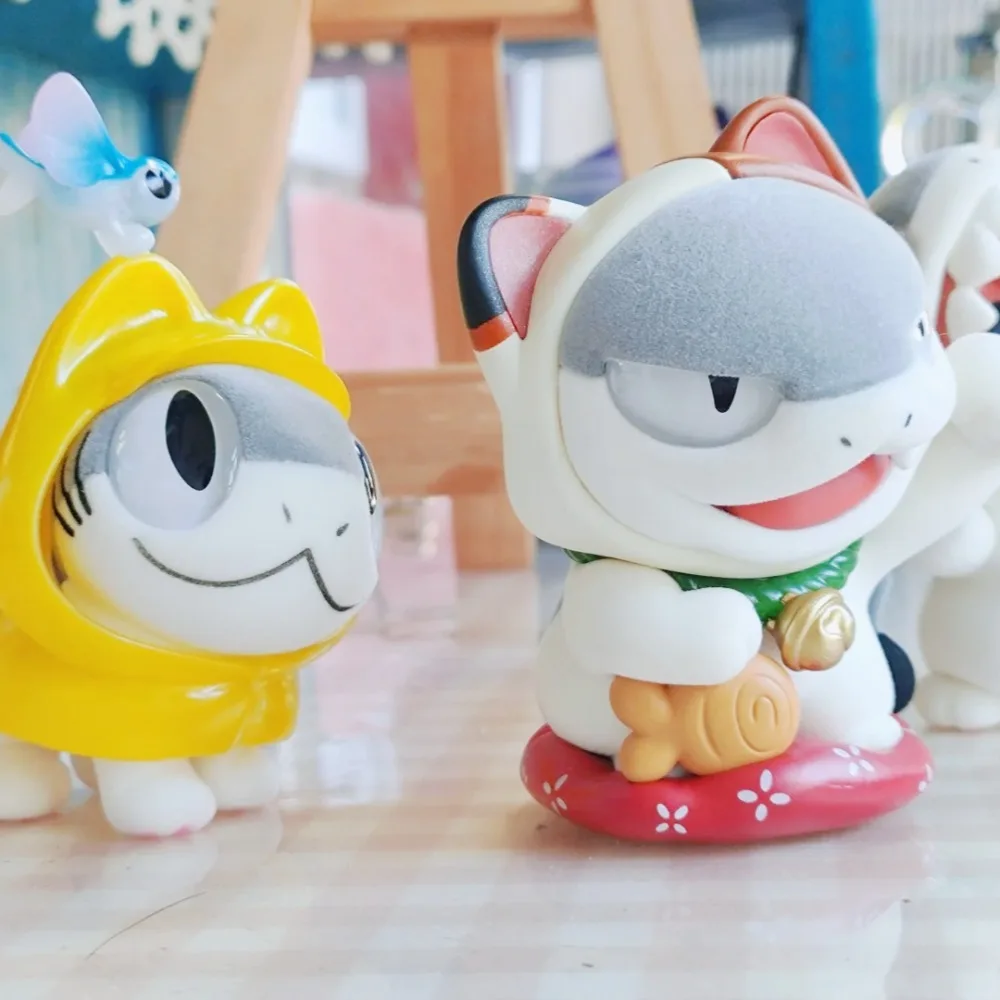 

Sharkitty Ver.1 Series Flocking Blind Box Kawaii Animal Figure Cute Surprise Box Mystery Bag Desk Decor Ornament Birthday Gifts