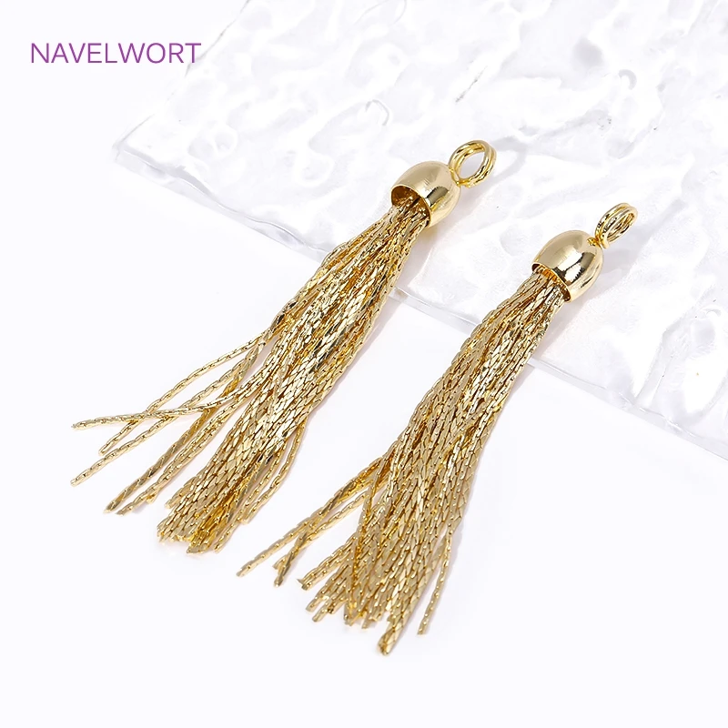 Trendy 18K Gold Plated Brass Tassel Charms For Earrings Jewelry Making DIY Tassel Pendant Jewelry Accessories Wholesale