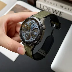 Correa De Silicona Cuero Para Samsung Galaxy Watch 6/5/4, Pulsera Con Hebilla Magnética Plegable De 43mm,47mm, 44mm Y 40mm, 22mm