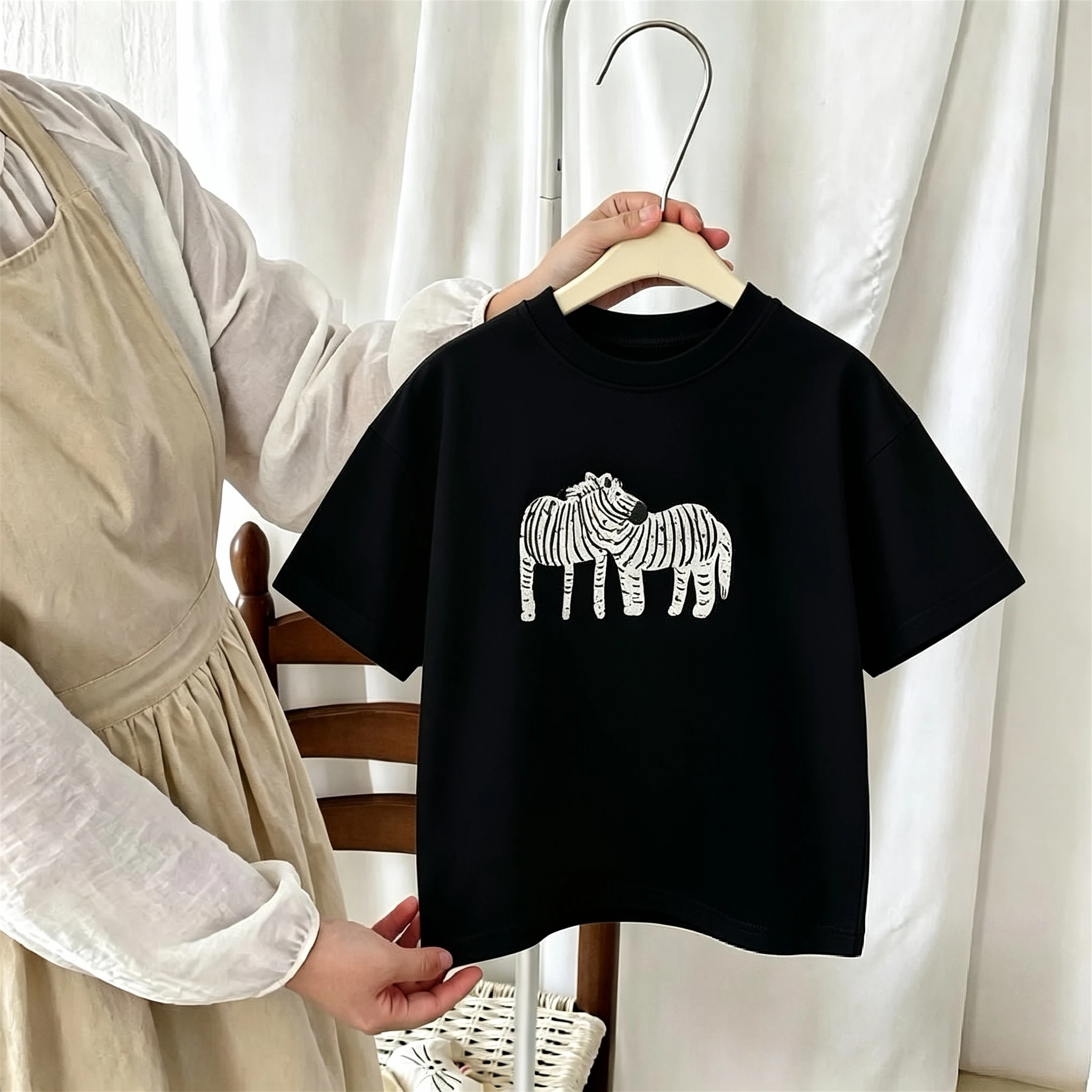 1-7 Age Children's Wear Summer Kids T-shirt Printed Animal Fashion Popular Korean Girls Boys Short Sleeved Tops T Shirts O-neck