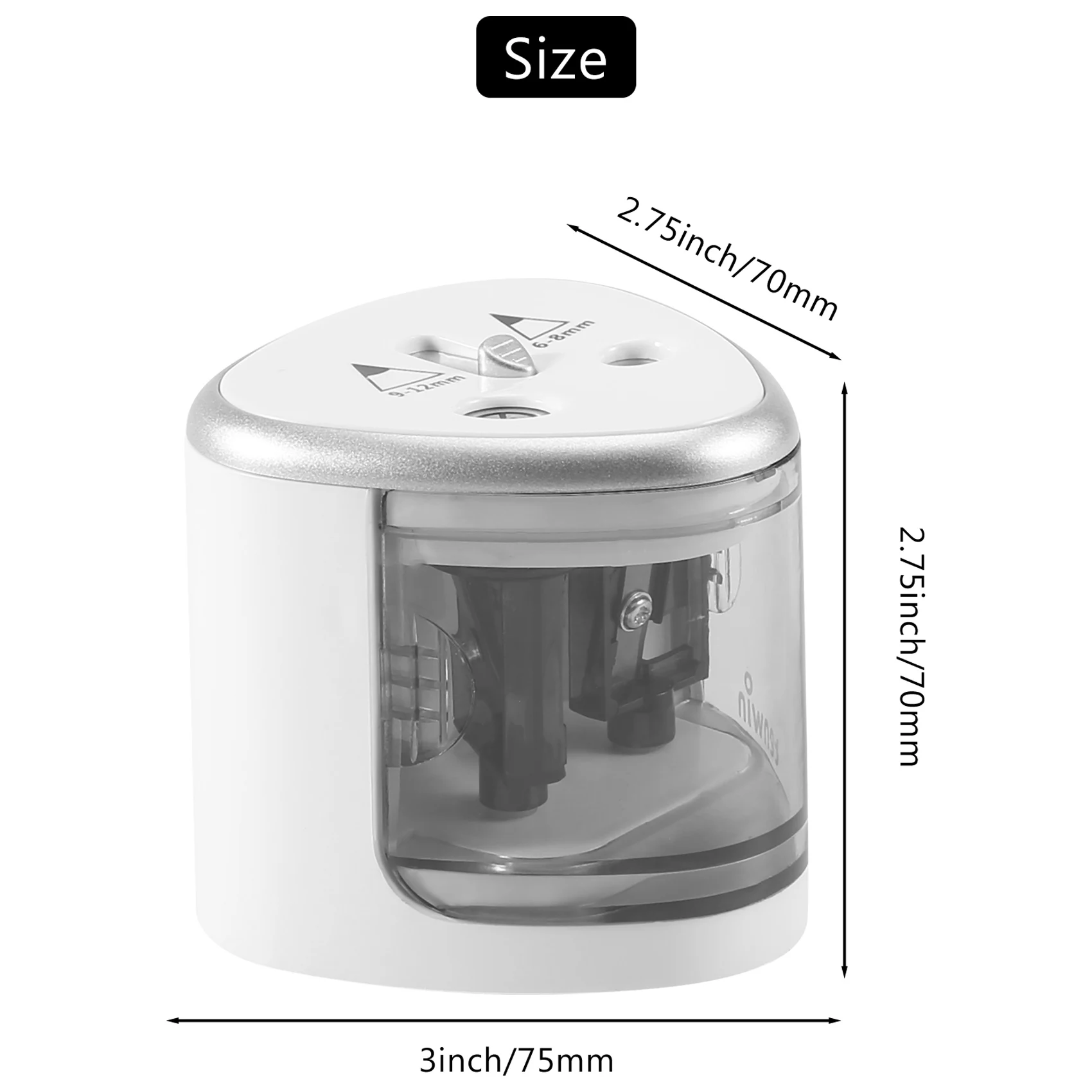 A34M-Tihoo Pencil Sharpener Electric Automatic Metal USB Stationery School Office Home Outdoor Art Supplies Black Blade Cut