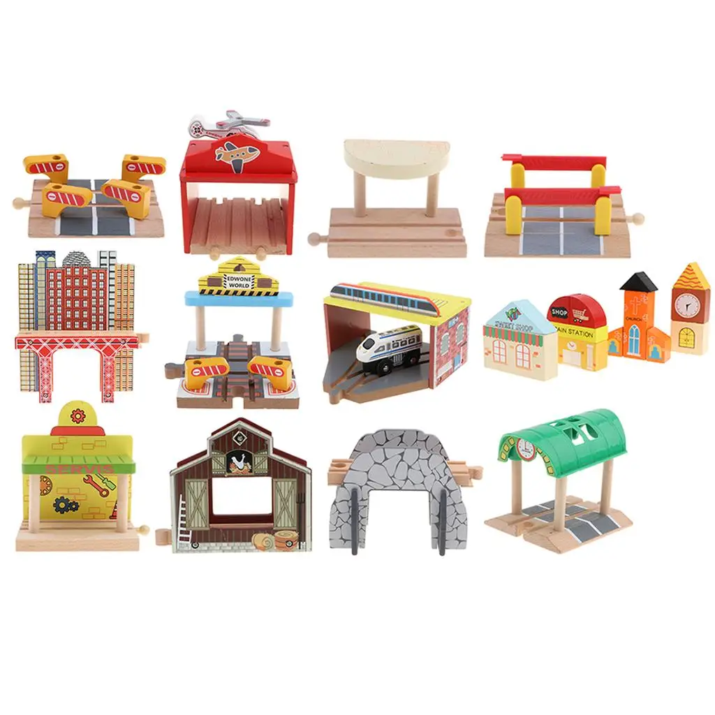 Wooden Train Track Building Expansion Set Handmade Educational Railway Playset Accessory for Children’s Wooden Toys