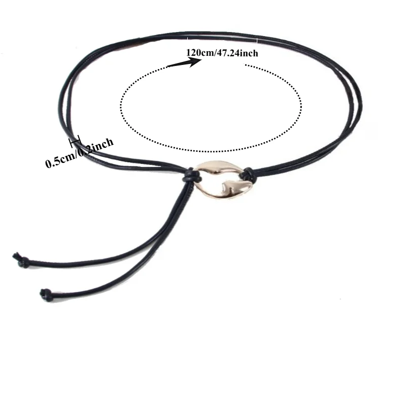 Fashionable Women's Belt with Metal Buckle and Knotted Soft Leather Cord Minimalist Everyday Thin Leather Belt for Dresses