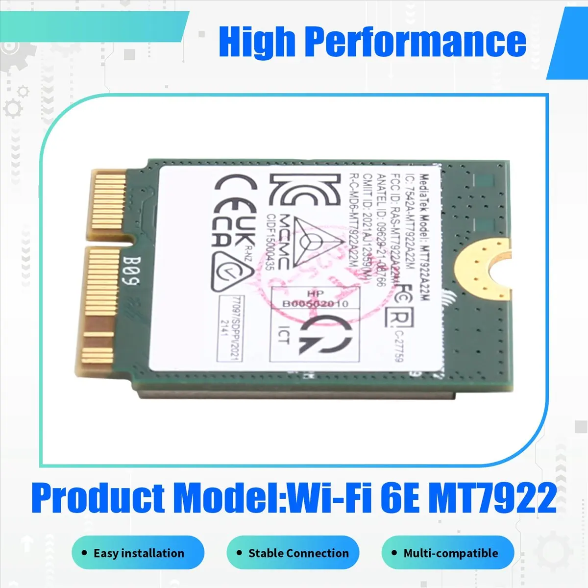 AT42 WiFi 6E MT7922 M.2 Wireless Card 5374Mbps BT 5.3 Tri Band 2.4G/5G/6Ghz Network Adapter Wireless Adapters Win 10/11