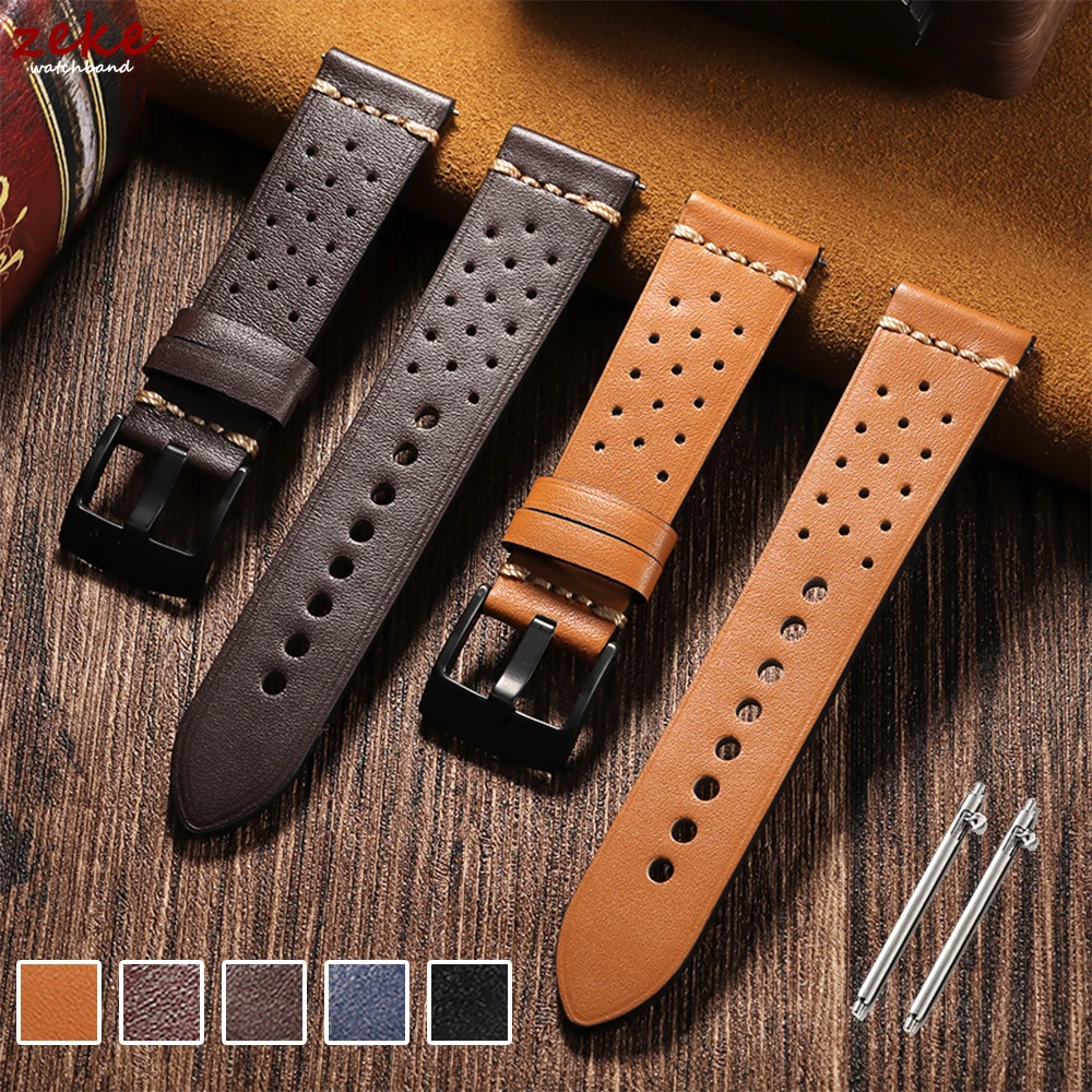 Nähen Rindsleder Armband 20mm 22mm Atmungsaktive Echtes Leder Armband Dornschließe Männer Frauen Universal Armband Zubehör