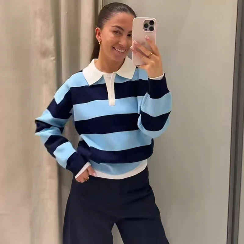 Thumbnail 3 - #37 Latest Striped Knit Sweaters Offers