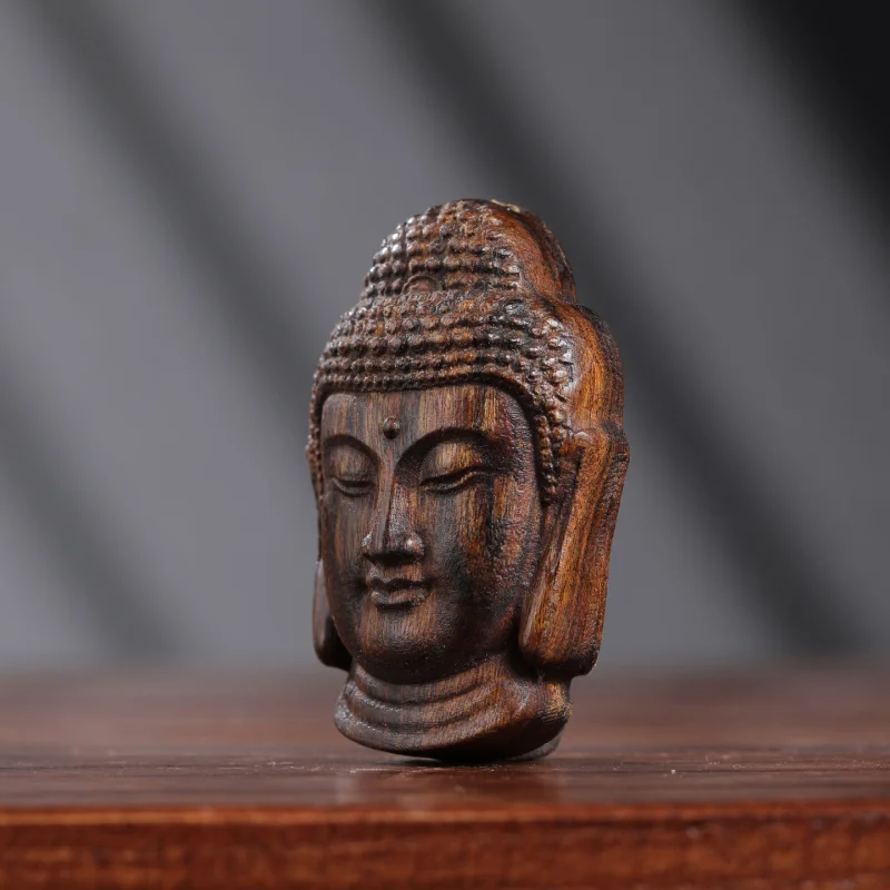 Factory Store Agarwood Carving Vairocana Buddha Head Ornament Pendant Wooden Carving Crafts Car Pendant Ornament