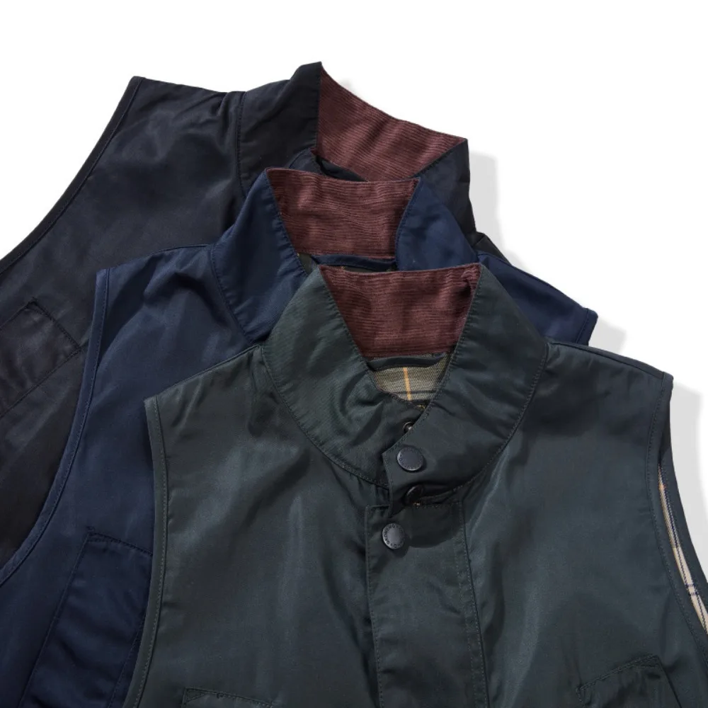 

Autumn and winter men's retro jacket oil wax work vest British stand-up collar vest jacket