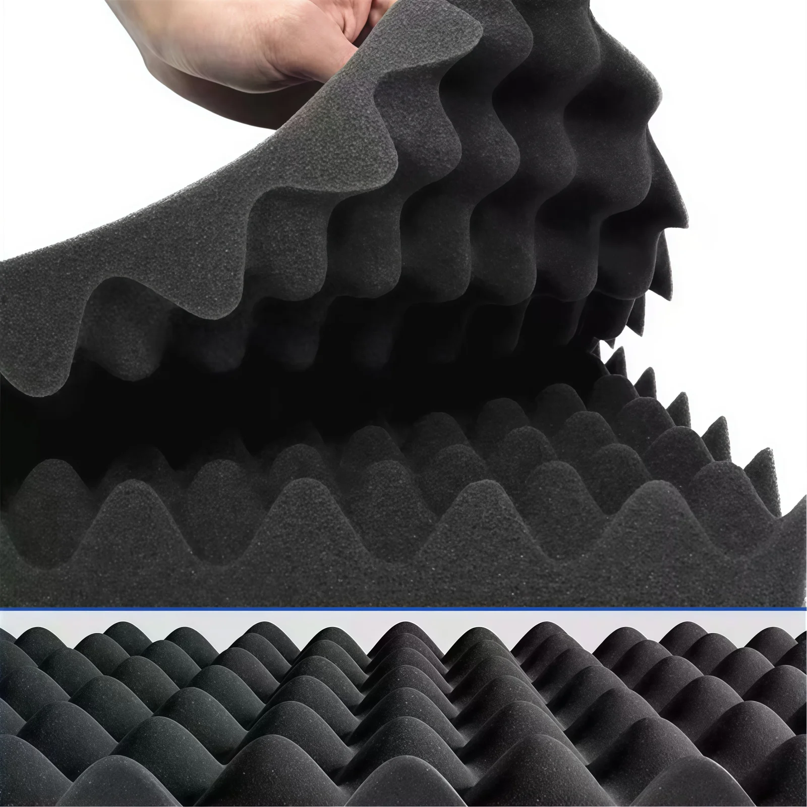 Painel Acústico de Espuma de Alta Densidade com Grade de Ovos para Absorção de Som 1-4 Peças - Isolamento Acústico para Parede, Estúdio Doméstico e Sala de Jogos