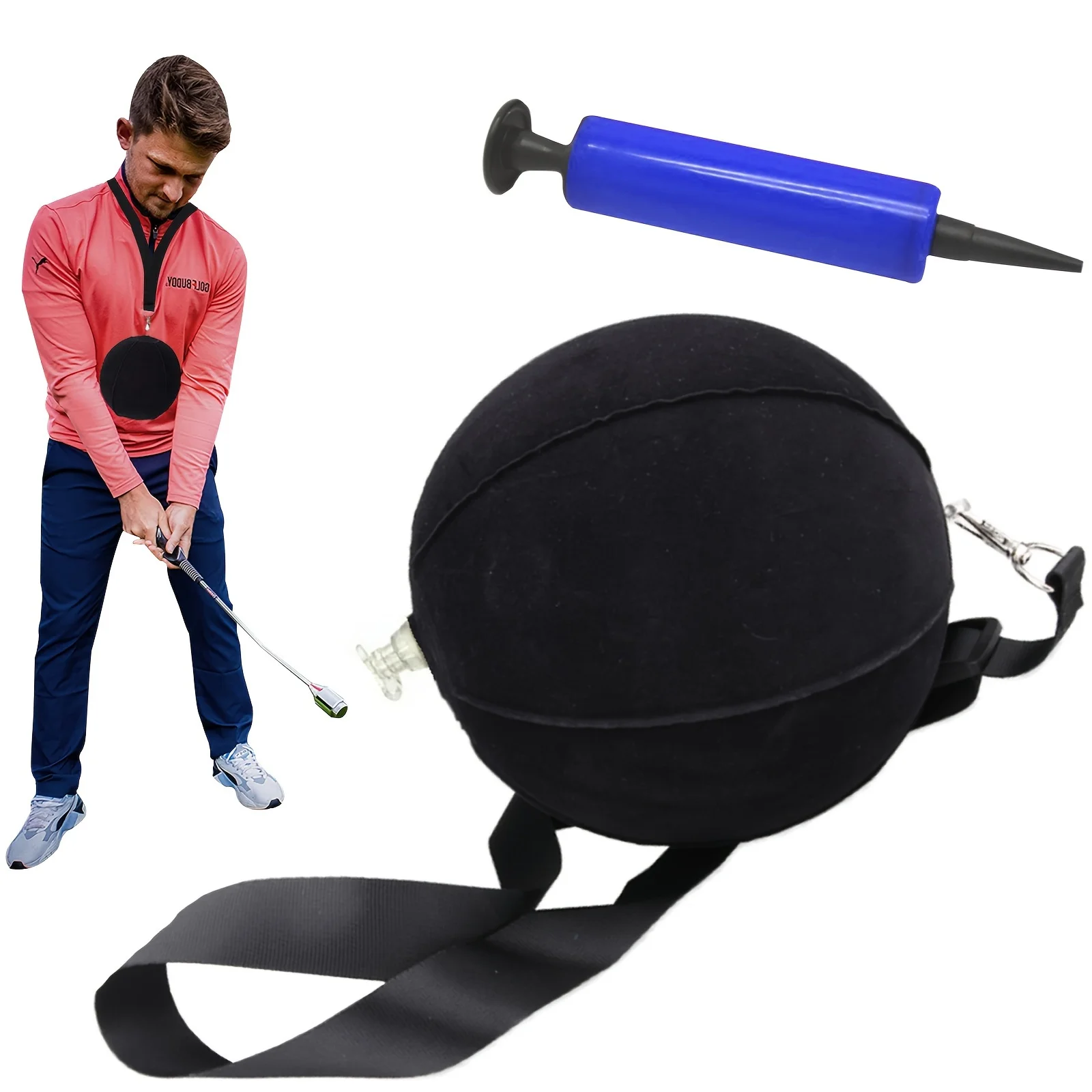 

Golf Smart Ball Training Aid Impact Inflatable Balls with Air Pump Adjustable Lanyard Assist Teaching Posture Correction Trainer