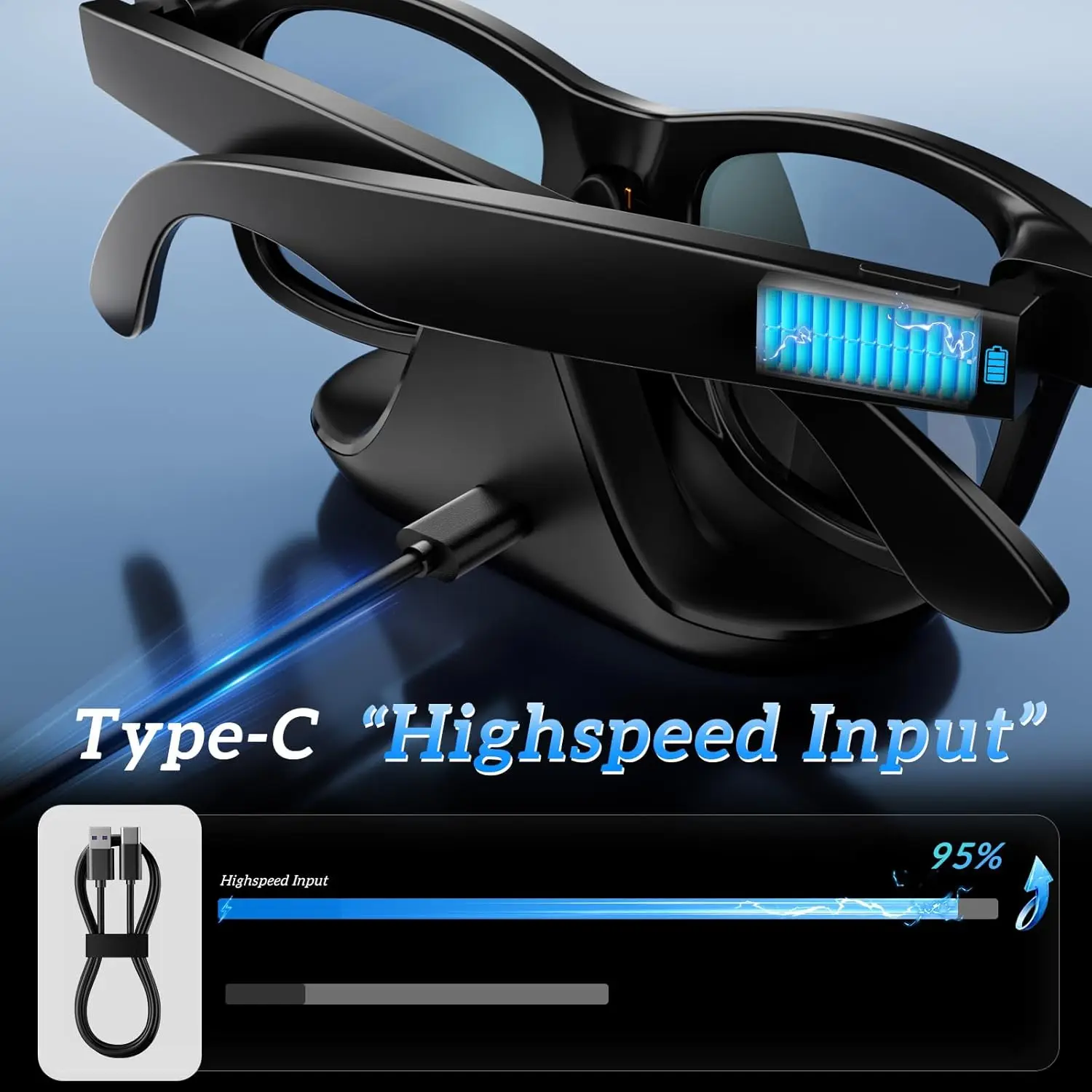 قاعدة شحن صغيرة لنظارات RayBan Meta الذكية AI Wayfarer/Headliner/Skyler حامل شاحن محمول للسفر مع كابل USB-C