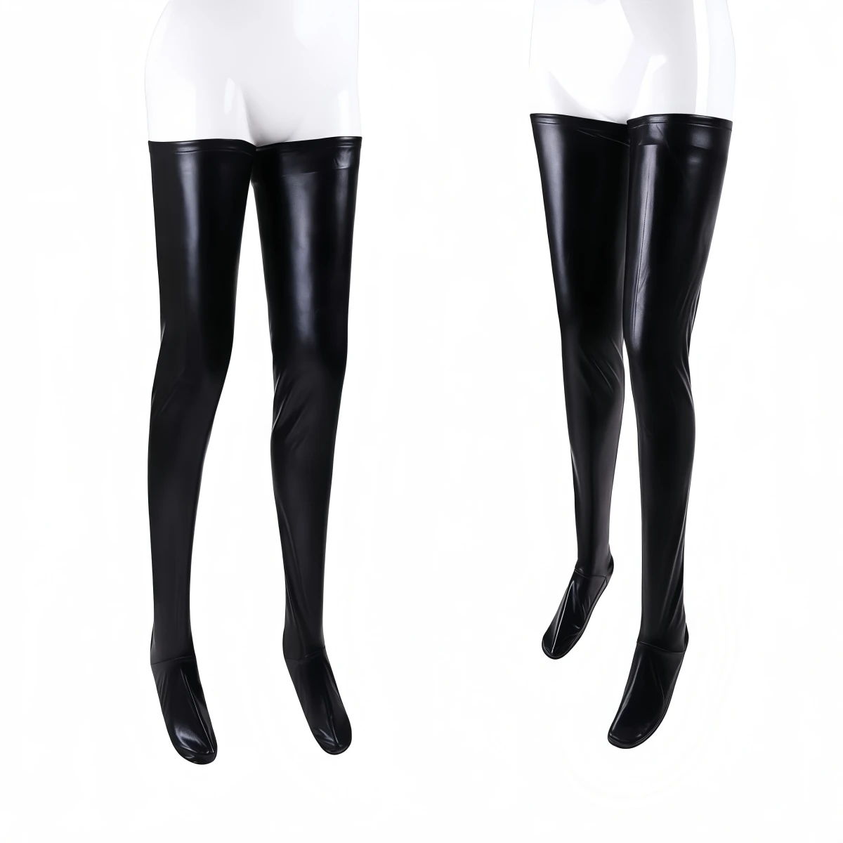 Mulheres sexy látex antiderrapante meias senhora preto boate pólo dança comprimento de couro sobre o joelho meias altas acessórios ﻿