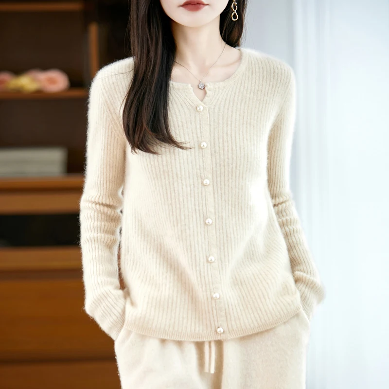

100% Wool Cardigan New Women's Wool Cardigan Autumn And Winter Cardigans Available In Multiple Colors DMR-D357