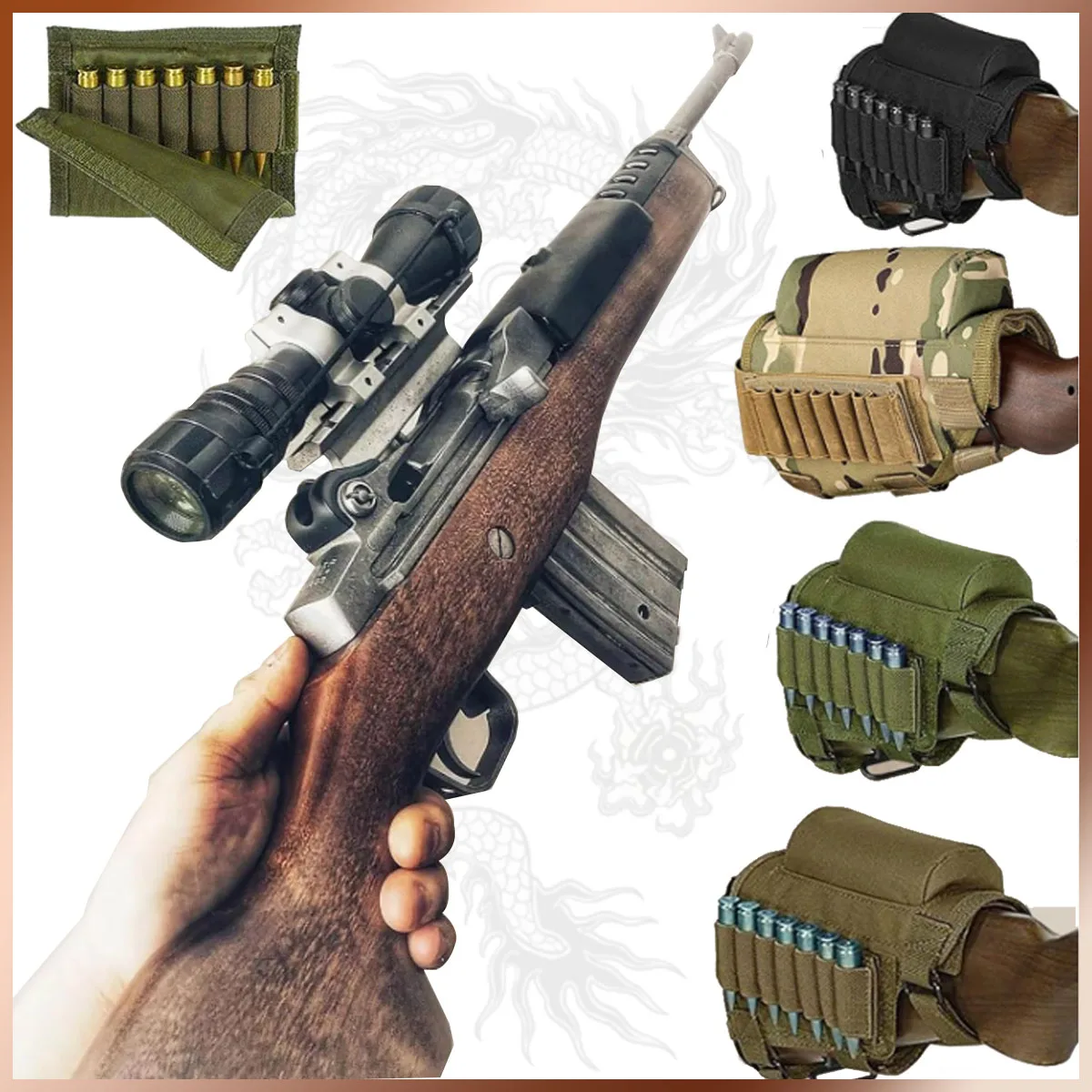 

Tactical Multi-function Buttstock Cheek Riser Hunting Shooting Airsoft Cheek Rest Pad Ammo Pouch for Hand Guns Rifles&Shotguns