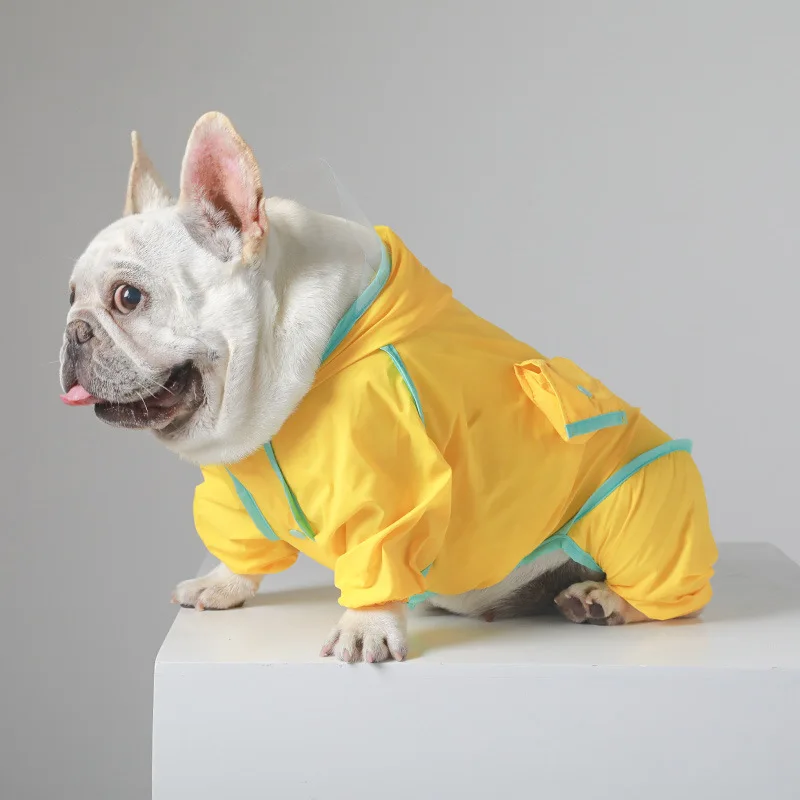 

2023 Summer New Pet Raincoat All Inclusive Four Legged Waterproof Raincoat Small Medium Dog Clothing Pug Crogi Pet Apparel