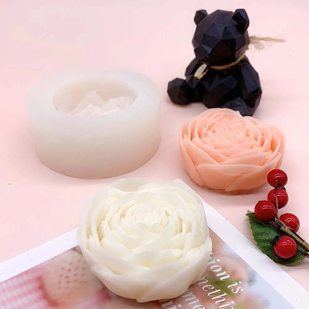 For Fun 3D Flat Circular Rose Candle Silicone Mold Wedding Party Scented Candles Making DIY Handmade Soap Plaster Resin Molds