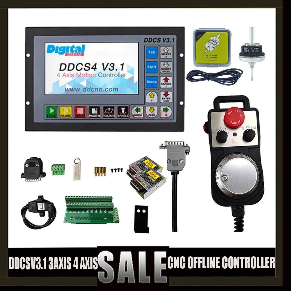 

2023 Hot Sale! Ddcsv3.1 3/4 Axis Cnc Offline Controller Kit + V6 Roll 3d Probe Detector Compatible Mach3 Handwheel Mpg