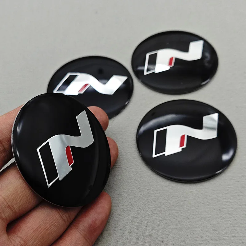 4pcs/set aluminum 56mm N Car Wheel Center Stickers Hub Cap Decal For N i20 i30 Kona Elantra Tucson Sonata Aceessories