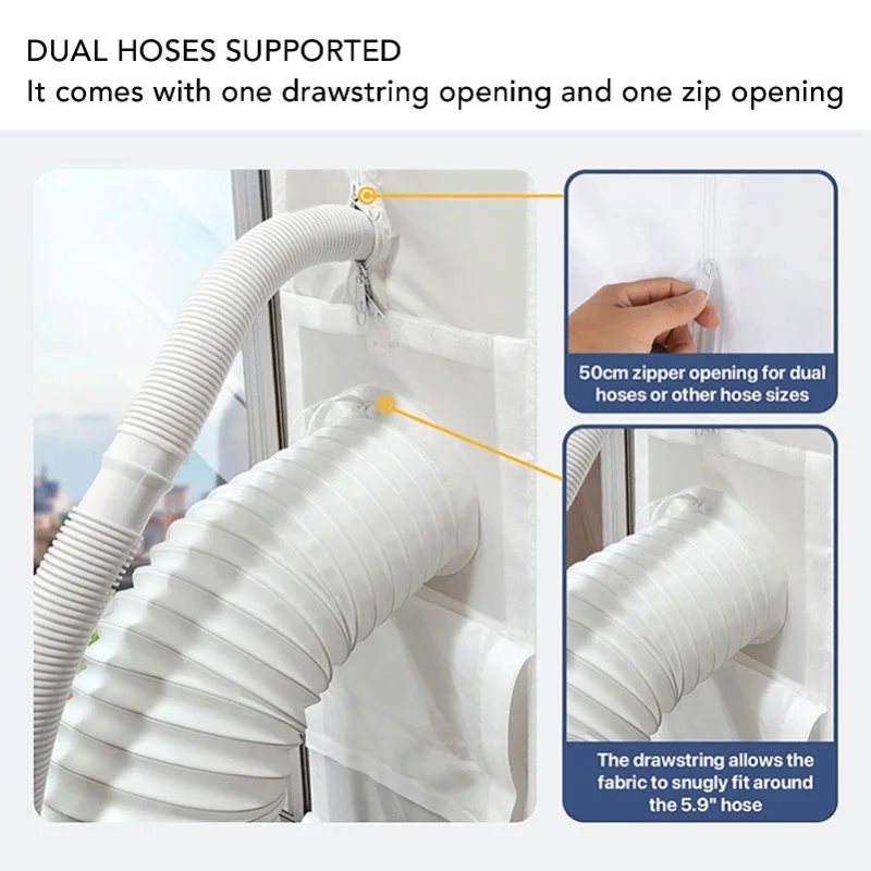 Portable Air Conditioner Sliding Door Seal Kit Drawstring Structure Portable AC Door Window Seal Cloth For Tumble Dryer