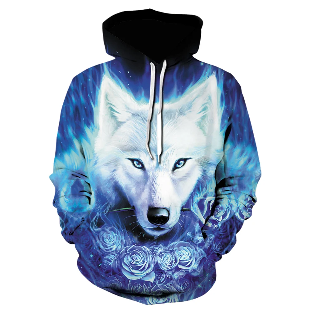 New Domineering Cold and Fierce Handsome Wild Wolf Print Casual Style Hoodie 3D Printing Men's and Women's Children's Pullo