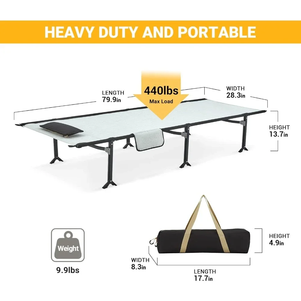 Oversized Folding Camping Cots for Adults Portable for Outdoors Travel Backpack Cot Foldable Camping Bed Cots