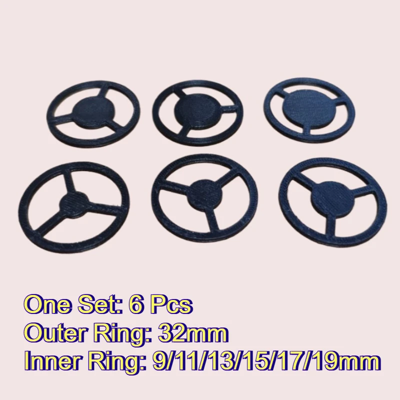 Microscope Dark‑Field Stop Set 6Pcs Outer Diameter 32mm Inner Aperture 9/11/13/15/17/19mm Dark Field Filter Ring Kit