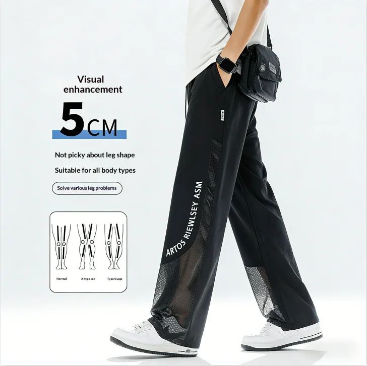 

Men's Plus Size Loose Mosquito-Proof Pants Summer Thin Ice Silk Quick-Drying Casual Sports Trousers Breathable Mesh & Non-Stuffy