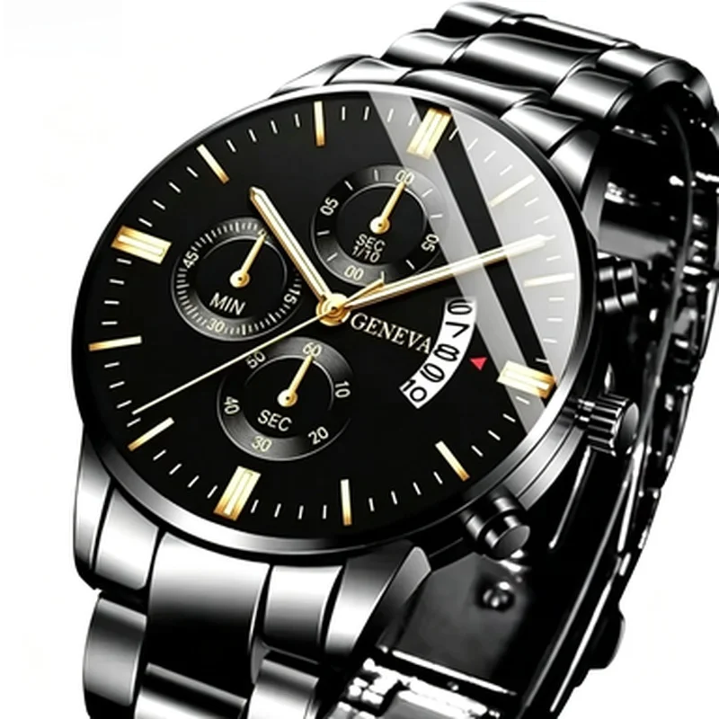 Fashion Men Stainless Steel Wristwatch Luxury Calendar Quartz Watch Male Business Casual Daily Wear Male Clock Reloj Hombre