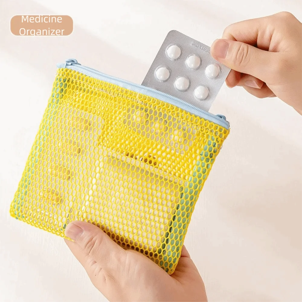 Ultra Light Mesh Storage Bag Wear-proof Double Layered Makeup Zipper Pouch Visible Dopamine Color Travel Kit Organizer