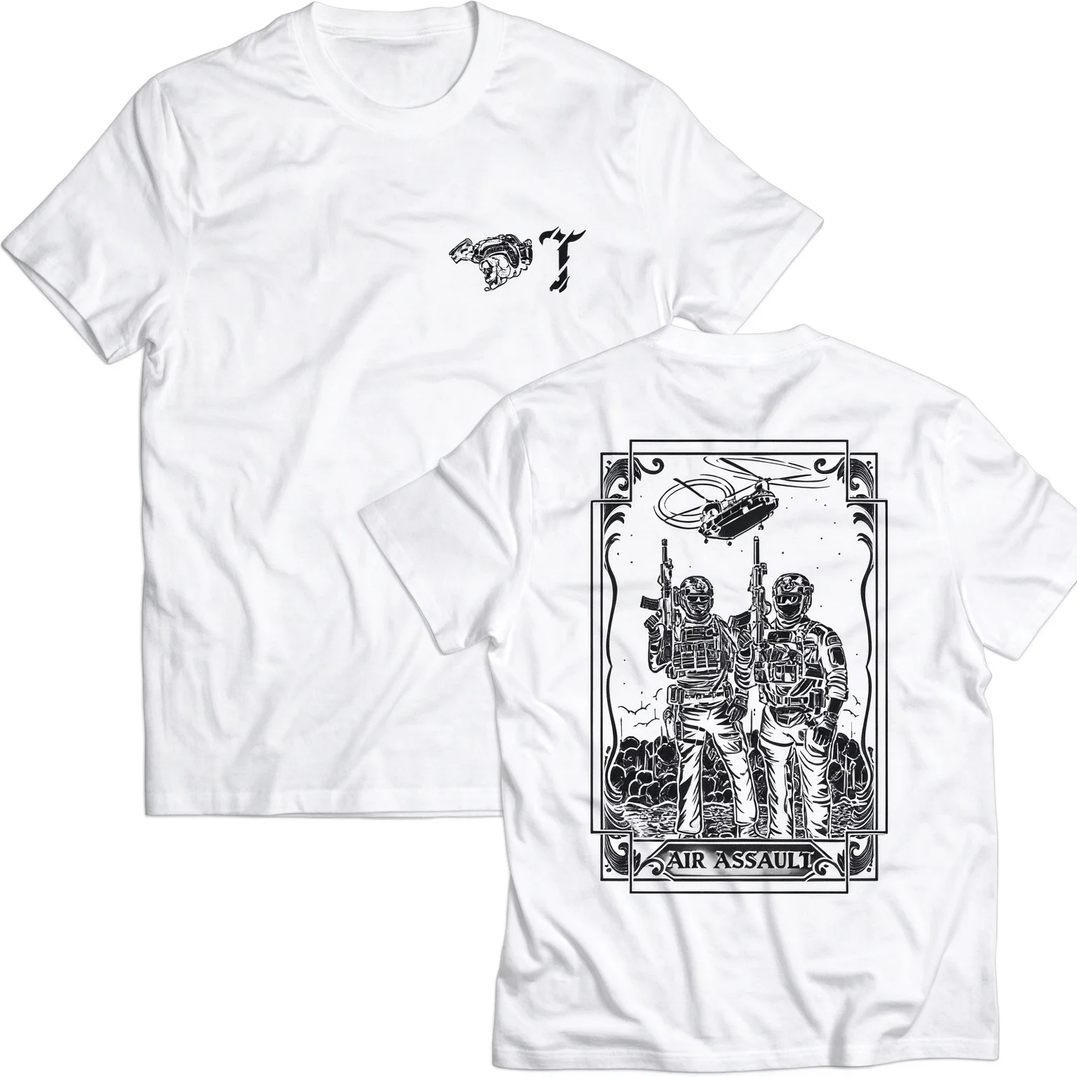 2026 New Tactical Air Assault Tactical Team Front Graphic T Shirt Unisex Oversized Streetwear Vintage Engraving Short Tee Tops