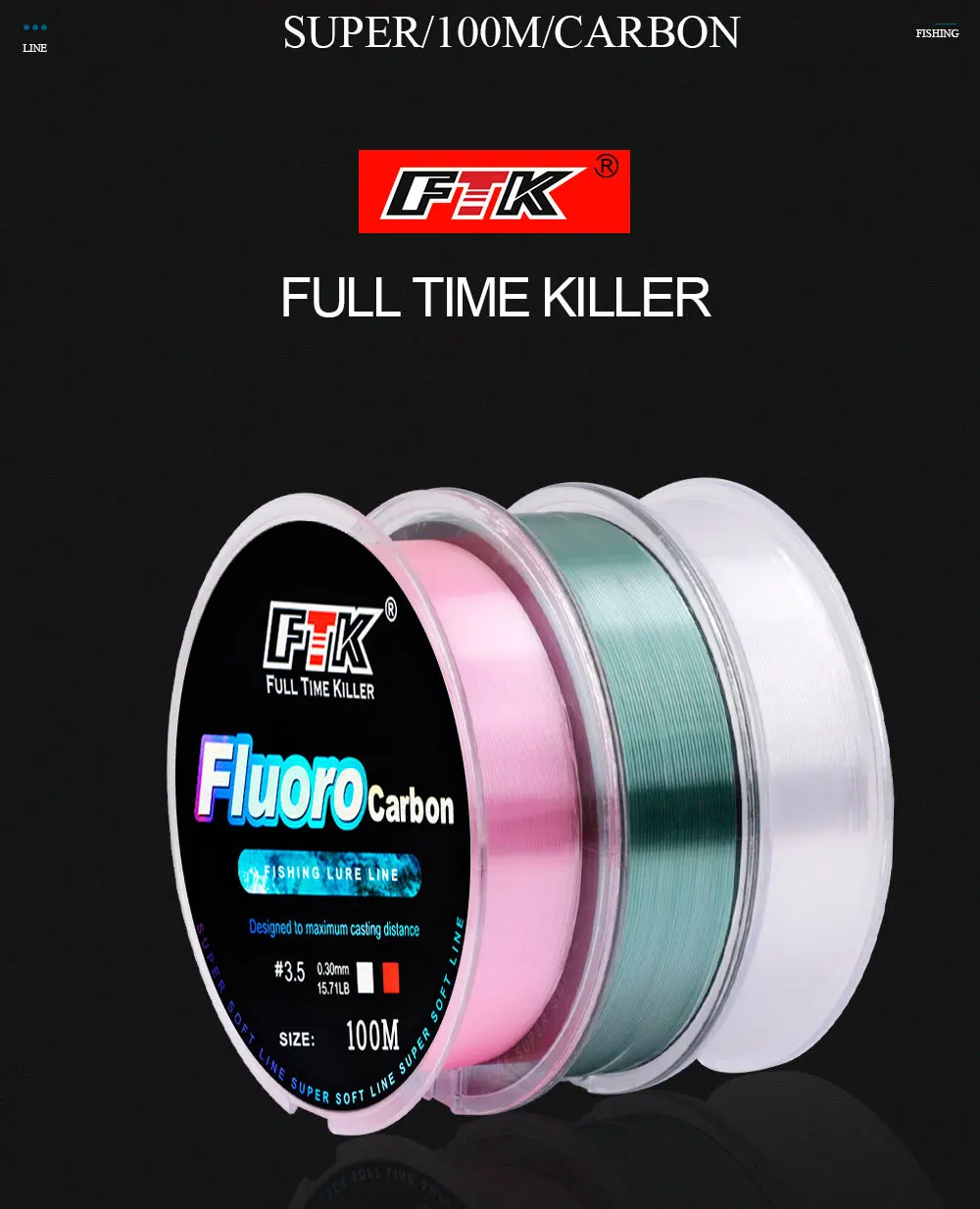 Fluorcarbon-beschichtete Angelschnur 100-500M, Monofilament-Nylonschnur 0,8-8,0 # Superstark für Karpfen und Barsch – Detail 1