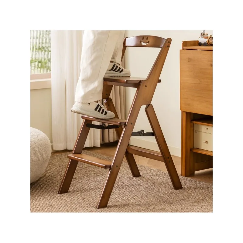 Foldable Multifunctional Ladder Stool Home Climbing Ladder Stool Dual-purpose Kitchen Climbing Stool Thickened Chair with Back