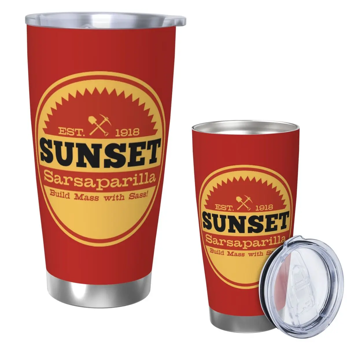 

Винтажный стакан из нержавеющей стали с логотипом Sunset Sarsaparilla, кружки с вакуумной изоляцией, термостойкие соломинки для холодной бутылки с крышкой, 20 унций