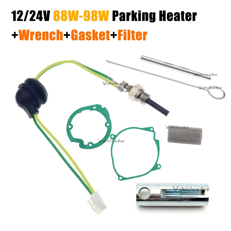 Car Heater Burner Motor Gaskets Strainers 12V/24V Glow Plug For 2kw 5kw Glow Plug Ceramic Pin + Burner Strainer + Wrench+Gasket