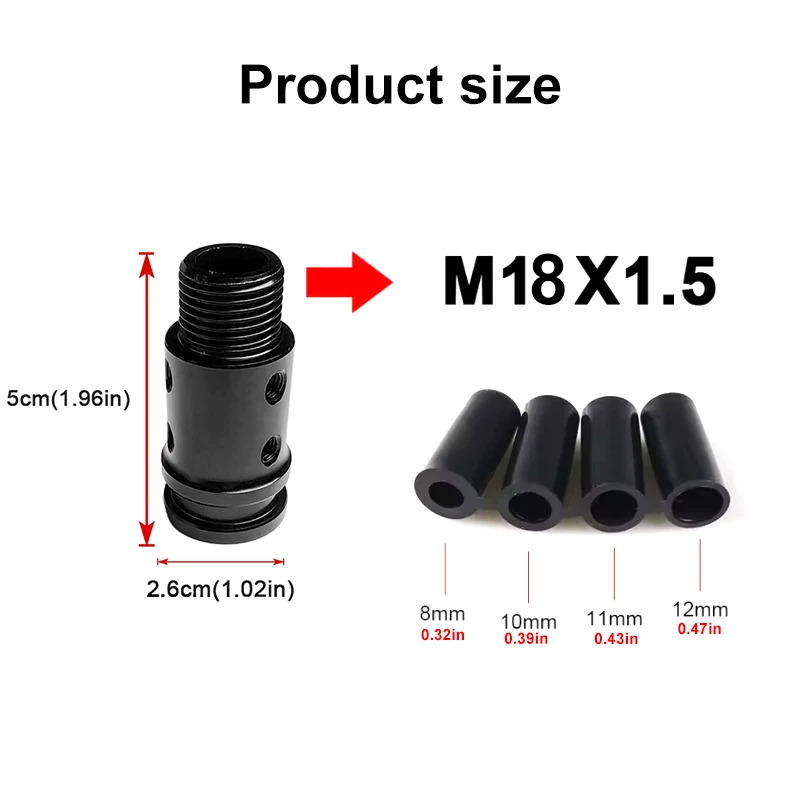 Universal Car Manual Gear Shift Knob Adapter For M18x1.5/M10x1.5/M12x1.25 Thread Aluminum Alloy for Car for Racing Game