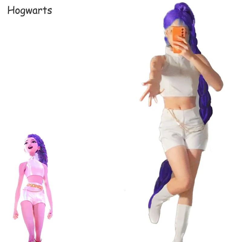

Kpop Demon Zoey Rumi Hunters Mira Heavy Duty Y2K Cyber Metaverse Косплей Костюм Готический футуристический сценический наряд Cosp