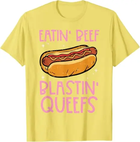 Hotdog Eatin Beef Blastin Queefs Ungeheuerliches T-Shirt für Männer und Frauen Y2k Familien-Matching Sarcastic Saying Tee Hot Dog Foodie Bekleidung – Detail 16