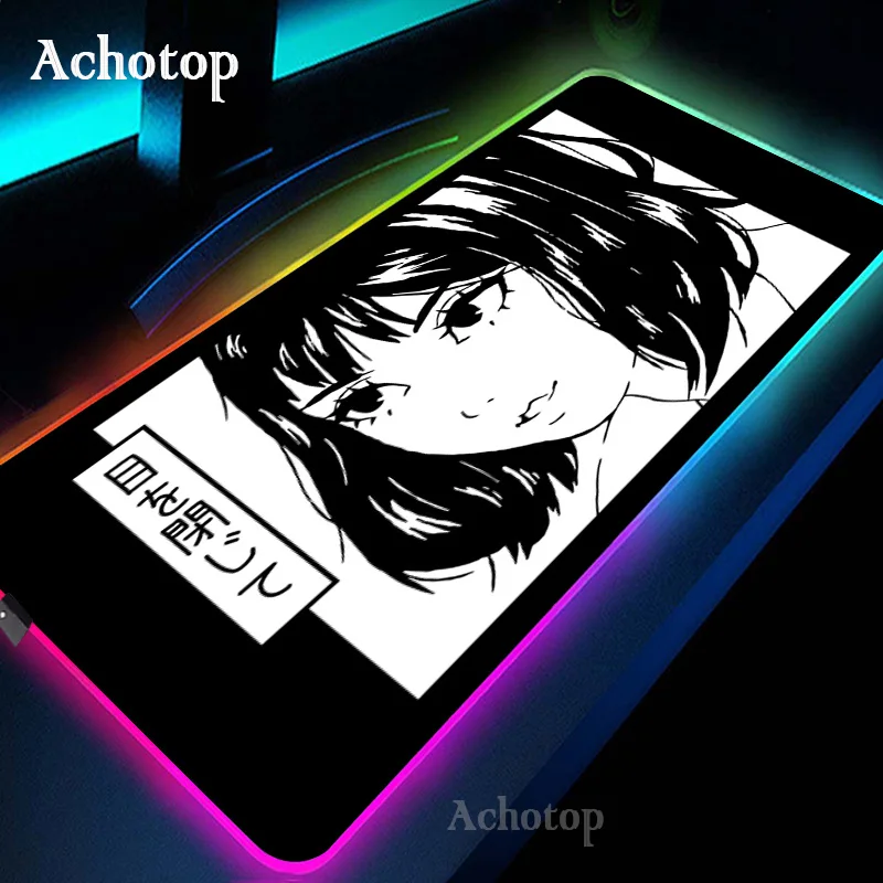 

Anime Girl RGB Mouse Pad XXL Laptop Desk Mat Gaming Mousepad 100x50 Backlit Keyboard Gamer Black Art Table Pads Deskpad Mausepad