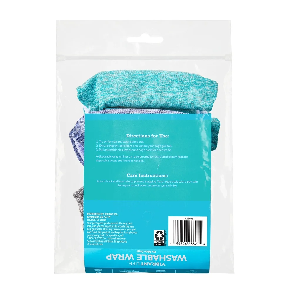 Washable Male Dog Wraps XS Super Absorbent Leak Proof Adjustable Hook and Loop Fasteners 3 Count Small Dogs