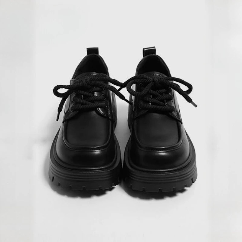2025 Spring New Arrival British Style Women Loafers Elevated Thick Platform Slip On Shoes Fashion Versatile Leather Shoes