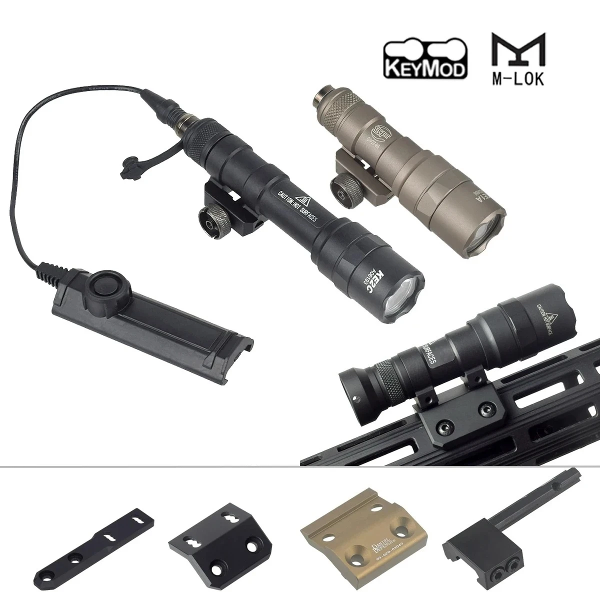 

Surefire M600 M300 Тактический фонарик для охоты, страйкбола, оружия, разведка, подходит для M-LOK MLOK Keymod, 20 мм, основание со смещенным креплением на рейку