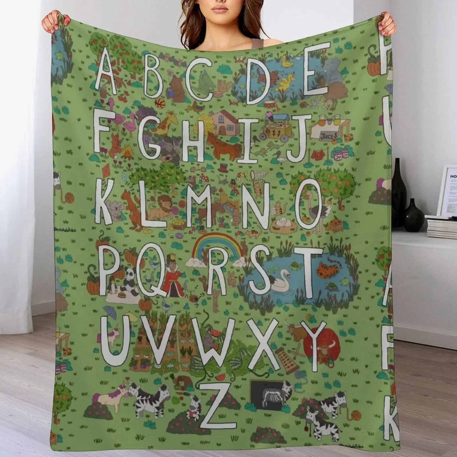

Alphabet Garden Throw Blanket wednesday Plush Cute Summer Blankets