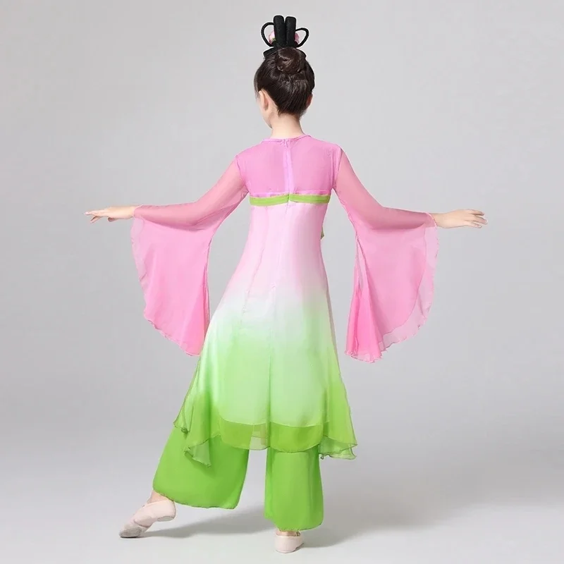 2026 Chinese vintage Children Dance Costume Gradient Color Ruqun Tops+Pants Set Stage Performance Folk Dress Girl Fairy Dress - view 5