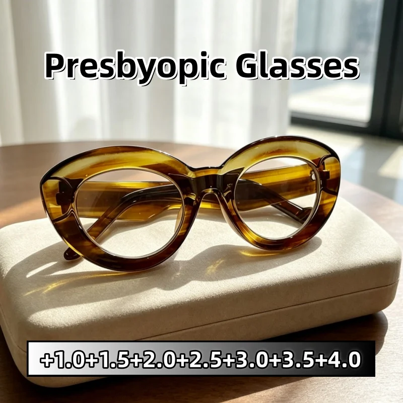 

New Stylish Retro Cat-Eye Anti Blue Light Presbyopia Eyeglasses Outdoor Sports Oversized Frame Ultralight Reading Eyewear Unisex