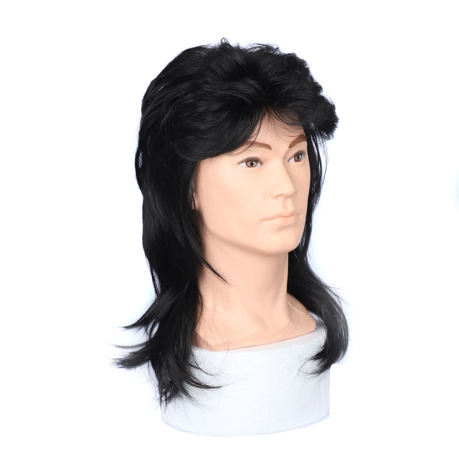 

Synthetic Men's Mullet Wigs Brown Curly 70s 80s Cosplay Costume Halloween Wig Retro Disco Punk Rocker Wigs