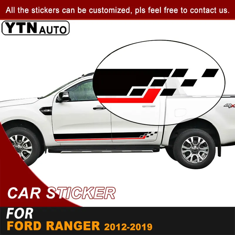 

Racing Styling Side Door Stripe Graphic Vinyl Sticker For Ford Ranger 2012 2013 2014 2015 2016 2017 2018 2019 Cool Car Decals